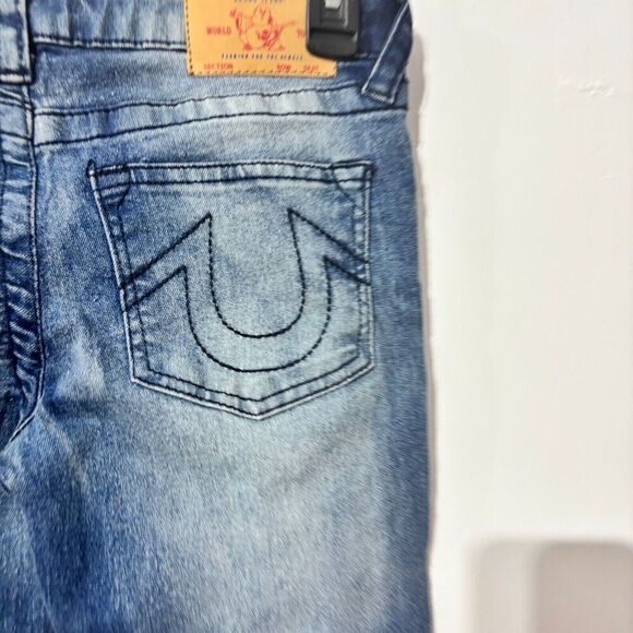 True Religion Geno Skinny Jeans 12 Blue Medium Wash Relaxed Fit Denim Ripped - Picture 3 of 13